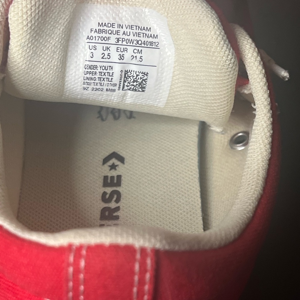 Converse Red Canvas Sneakers with White Accents - Picture 3 of 8
